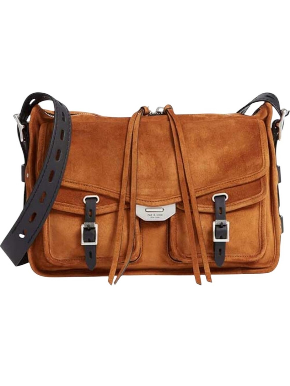 rag and bone | Field Messenger Bag Suede Crossbody Shoulder Camel Black